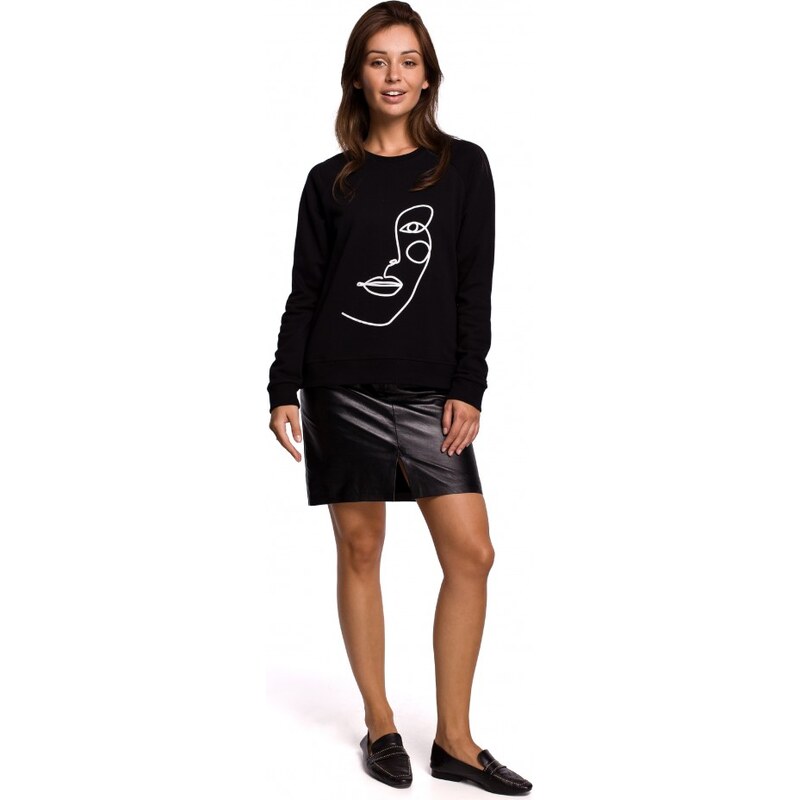 BeWear B167 Svetr s potiskem vpředu - černý 60482076