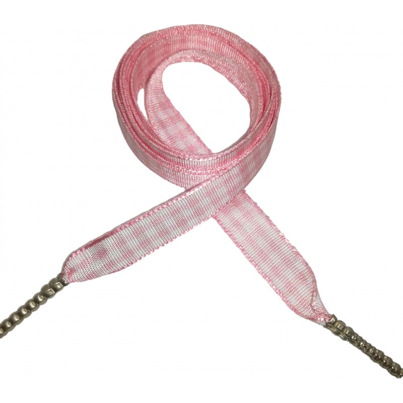 Módní tkaničky - růžové kárované karu001