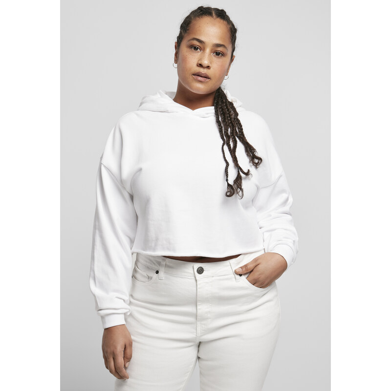 Urban Classics Dámská oversized Cropped Hoody bílá