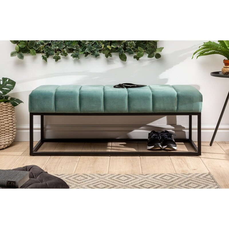 Moebel Living Zelená sametová lavice Bulet 108 cm