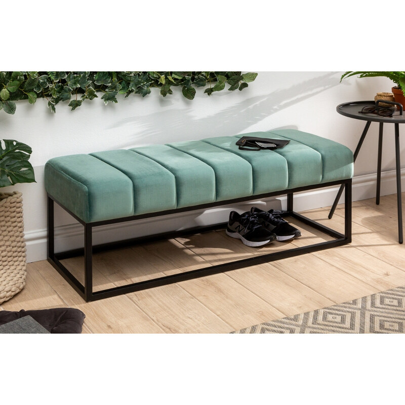 Moebel Living Zelená sametová lavice Bulet 108 cm