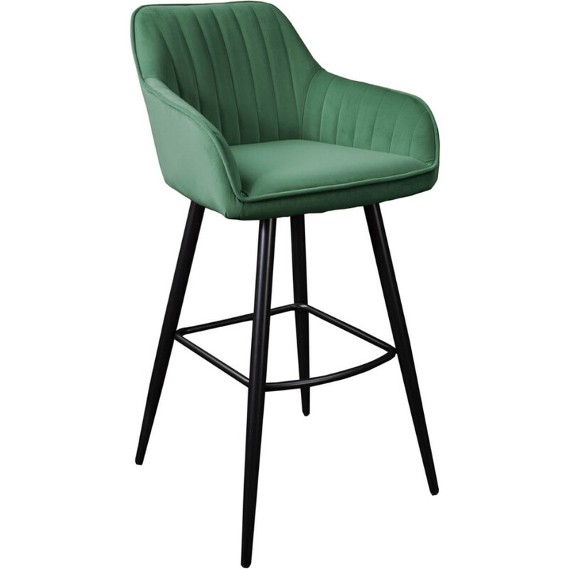 Moebel Living Zelená sametová barová židle Sige 73 cm