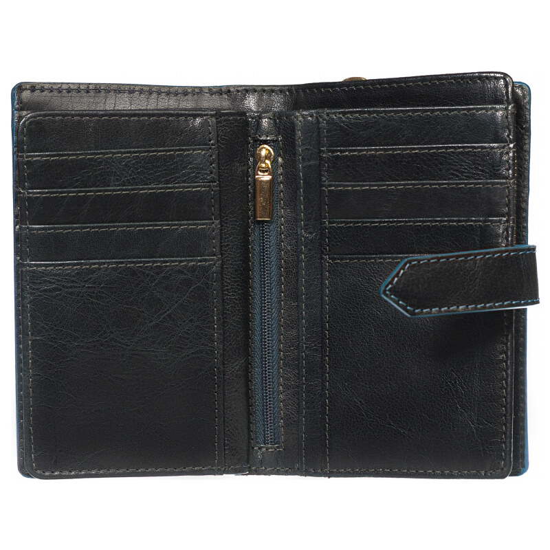 Dámská kožená peněženka SEGALI 3743 černá/modrá