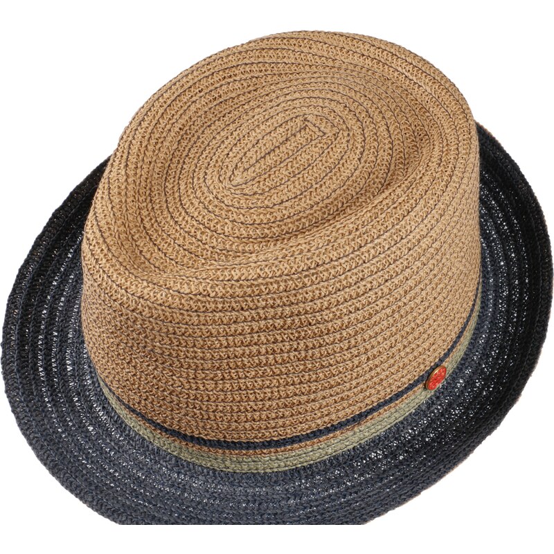 Béžový letní klobouk Trilby s modrou krempou - Mayser Troy