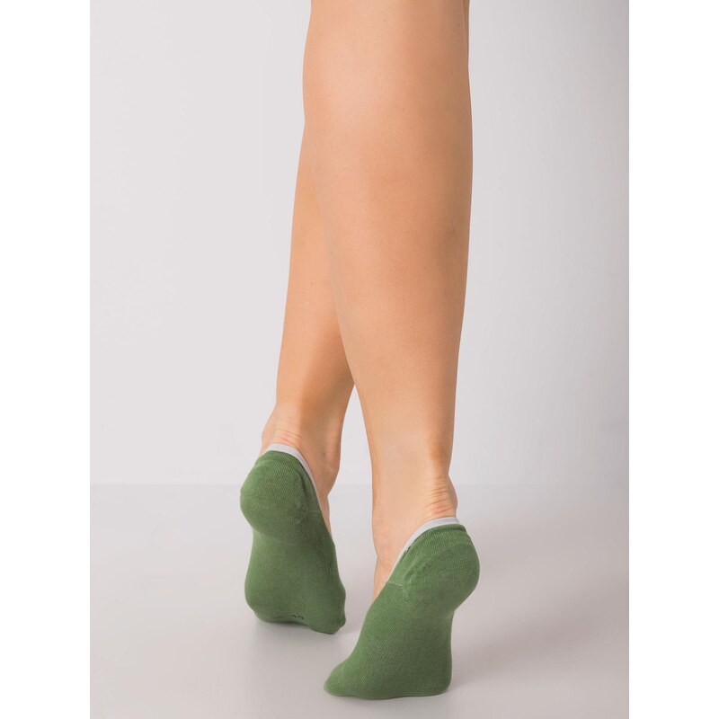 Fashionhunters Dámské kotníkové ponožky zelené barvy
