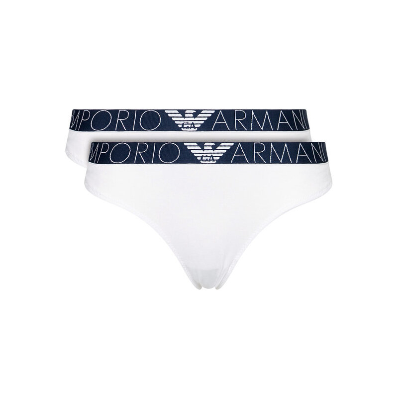 Dámské kalhotky 163334 1P227 04710 bílá - 2 pack - Emporio Armani