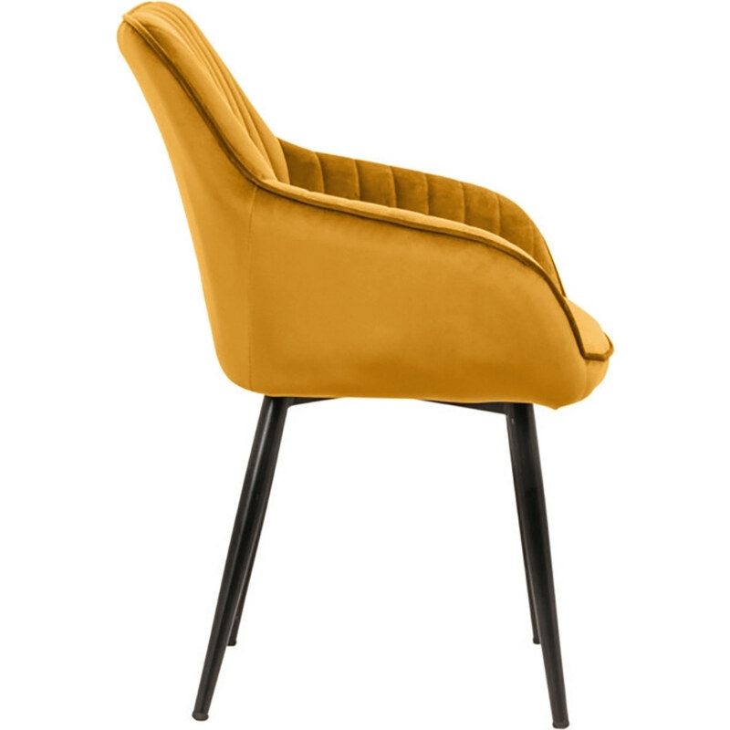 Moebel Living Žlutá sametová jídelní židle Sige