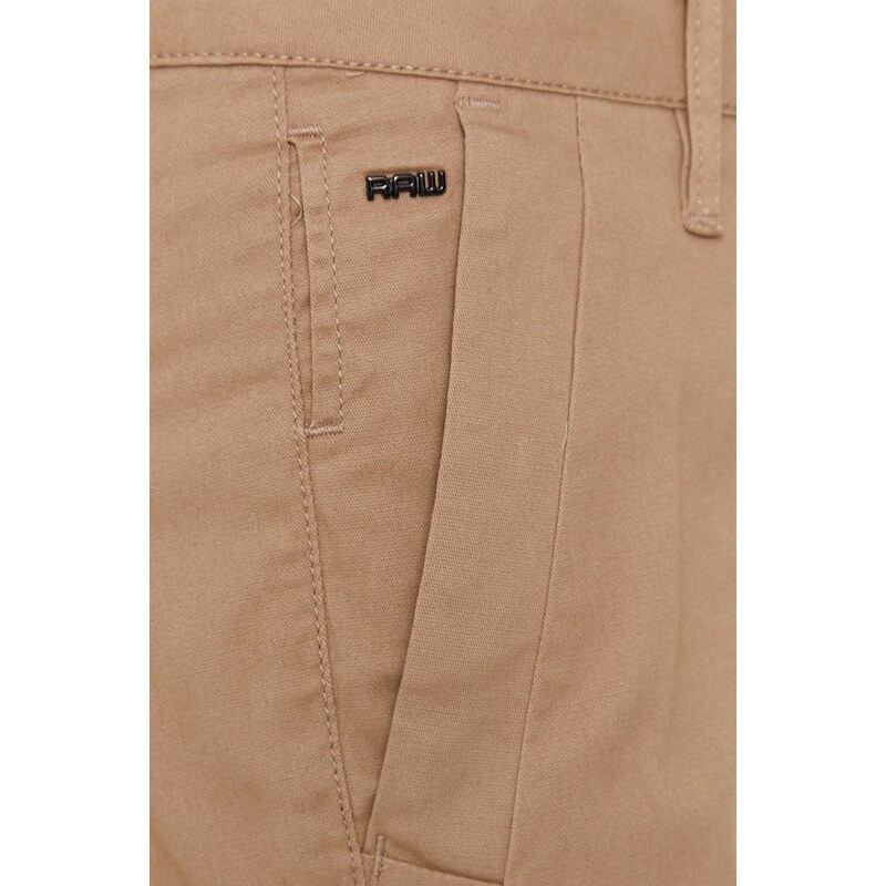 Kalhoty G-Star Raw dámské, béžová barva, střih chinos, medium waist