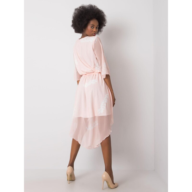 BASIC Pudrové dámské vzorované šaty -pink Pudrová