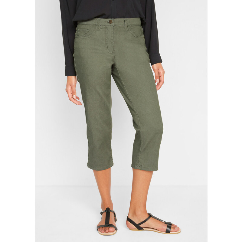 bonprix Straight džíny, Mid Waist, pohodlný pas zelená Žena 60284399