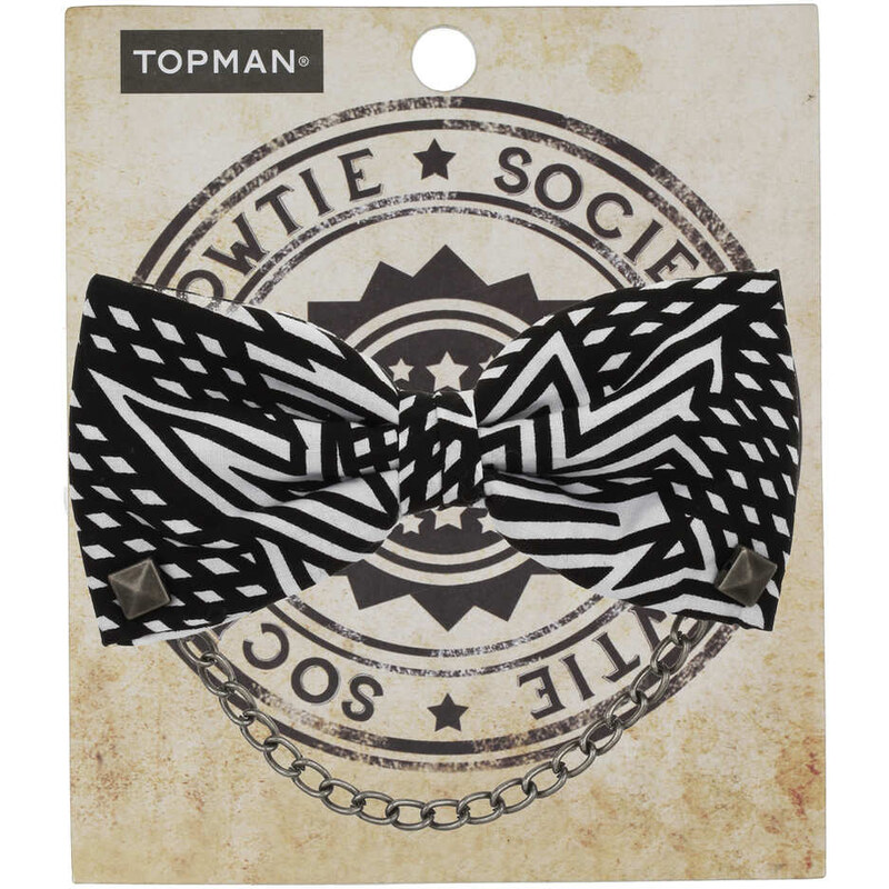 Topman Aztec Print Stud And Chain Bow Tie Badge