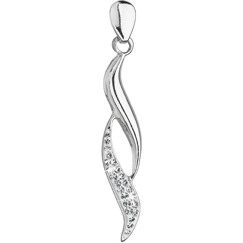 Stříbrný přívěsek se Swarovski krystaly bílá vlnka 34256.1