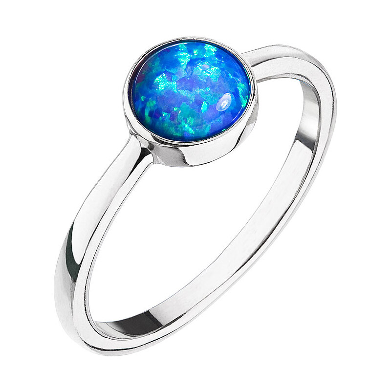 EVOLUTION GROUP Stříbrný prsten se syntetickým opálem modrý kulatý 15001.3