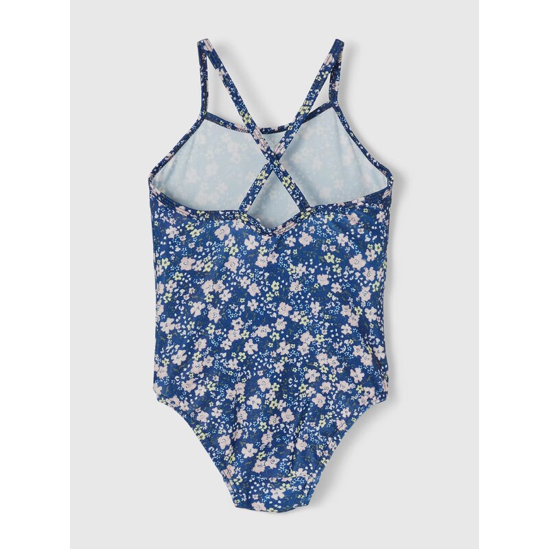 Modré holčičí květované jednodílné plavky name it Felisia - unisex