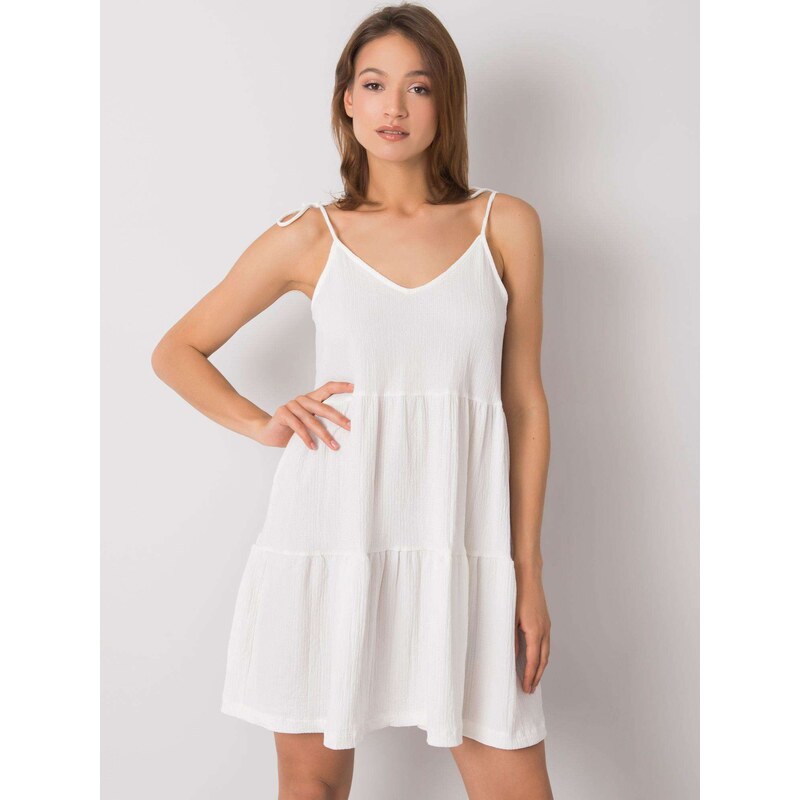 RUE PARIS Bílé dámské šaty na ramínka -white Bílá