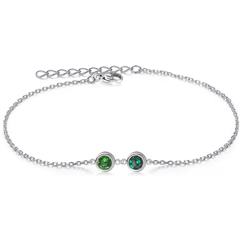 Jewellis ČR Jewellis ocelový náramek Duo Chaton s krystaly Swarovski - Dark Moss Green/Emerald