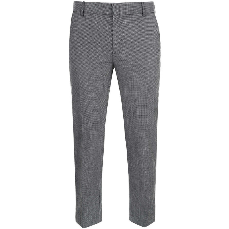 Topman Mens Navy Grid Checked Cropped Trousers