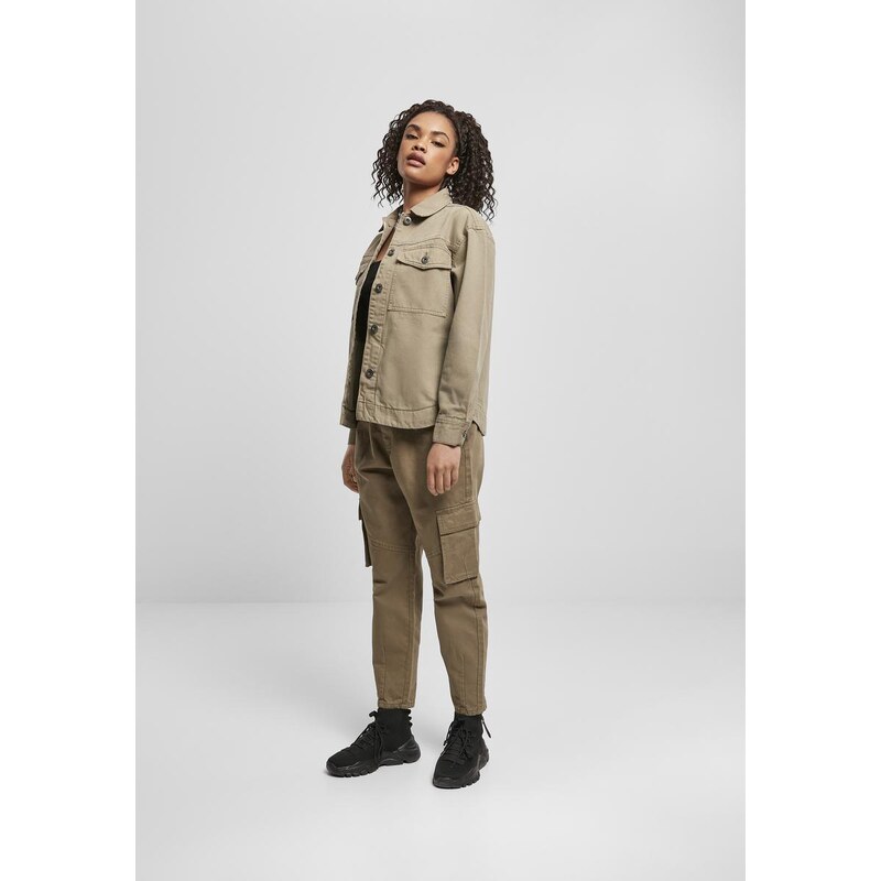 UC Ladies Dámská oversized košilová bunda khaki