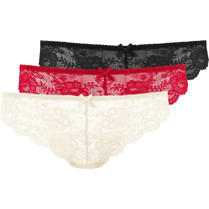 LASCANA Tanga krémová / červená / černá 98139609