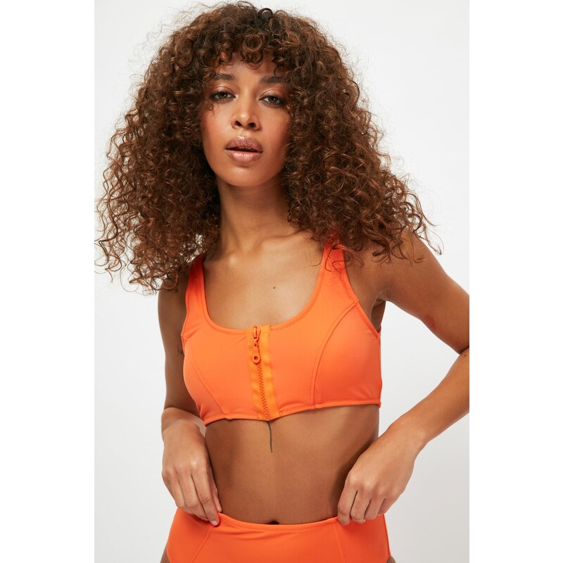 Trendyol Orange Zipper Detailed Bikini Top 107048374