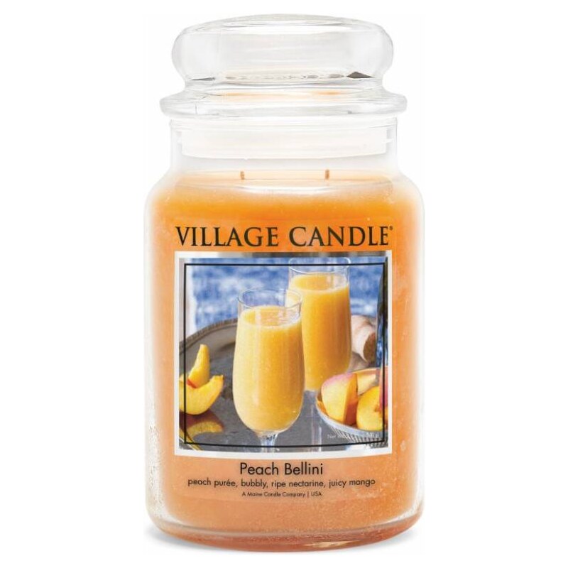 Village Candle – vonná svíčka Peach Bellini (Broskvové Bellini), 602 g
