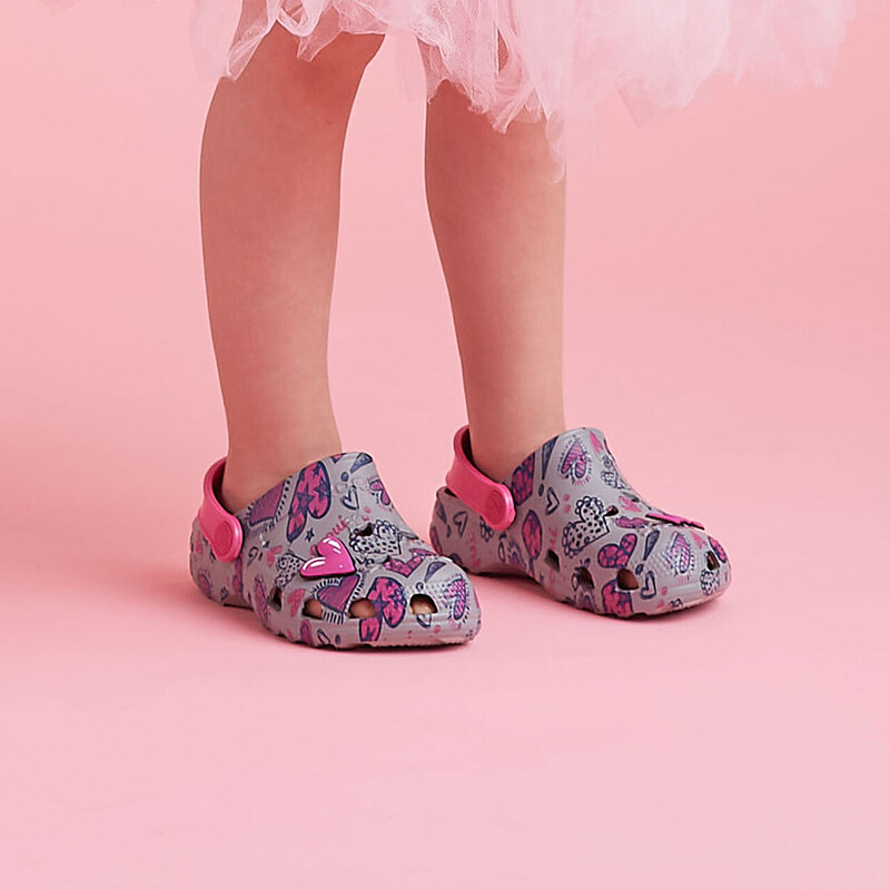 COQUI LITTLE FROG Mid. grey/Fuchsia love + amulet