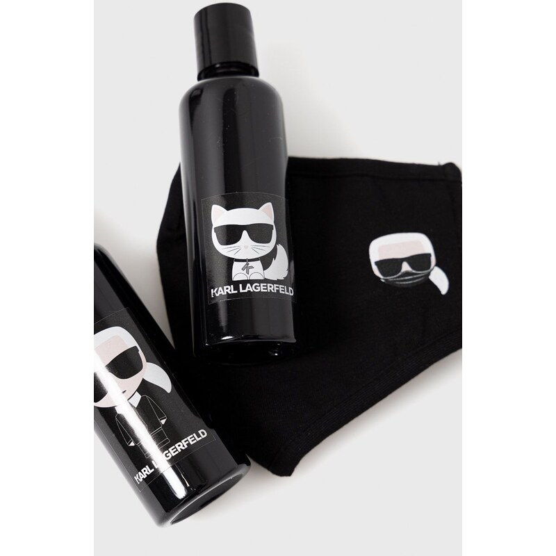 Karl Lagerfeld - Cestovní sada - kosmetická taška, rouška ​​a dvě nádoby