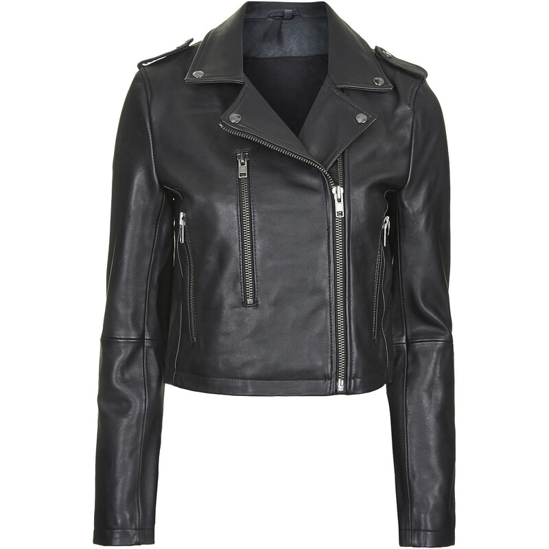 Topshop Neat-Fit Leather Biker Jacket by Boutique