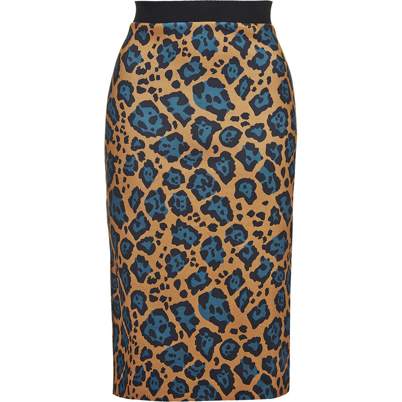 Topshop Leopard Print Scuba Tube Skirt