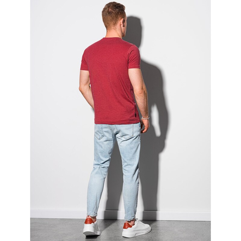 Ombre Clothing Pánské basic tričko Reinhold červená S1390