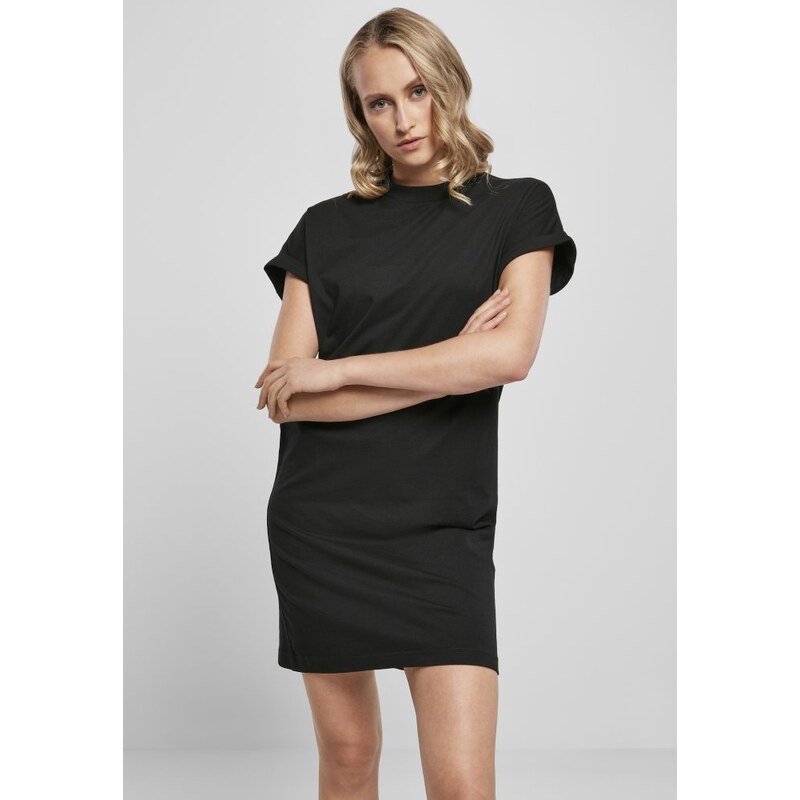 URBAN CLASSICS Ladies Organic Cotton Cut On Sleeve Tee Dress - black