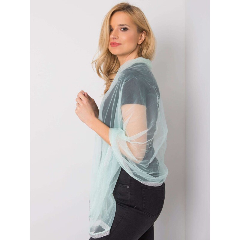 Fashionhunters Dámský mátový šátek s ozdobnou povrchovou úpravou