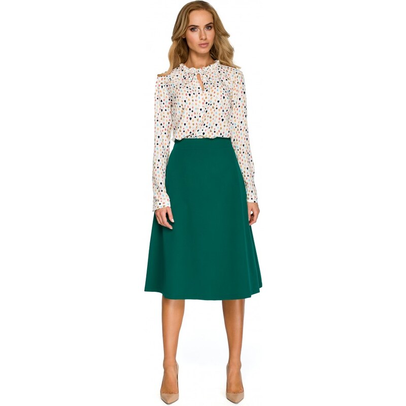 STYLOVE S133 Midi sukně áčkového střihu - zelená 60480950