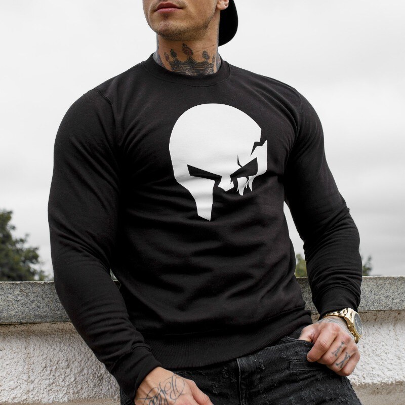 Mikina bez kapuce Iron Aesthetics SKULL, B&W