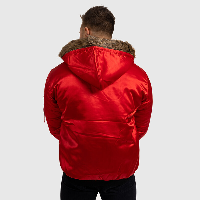 Pánská přechodná bunda s kožešinou Iron Aesthetics, červená