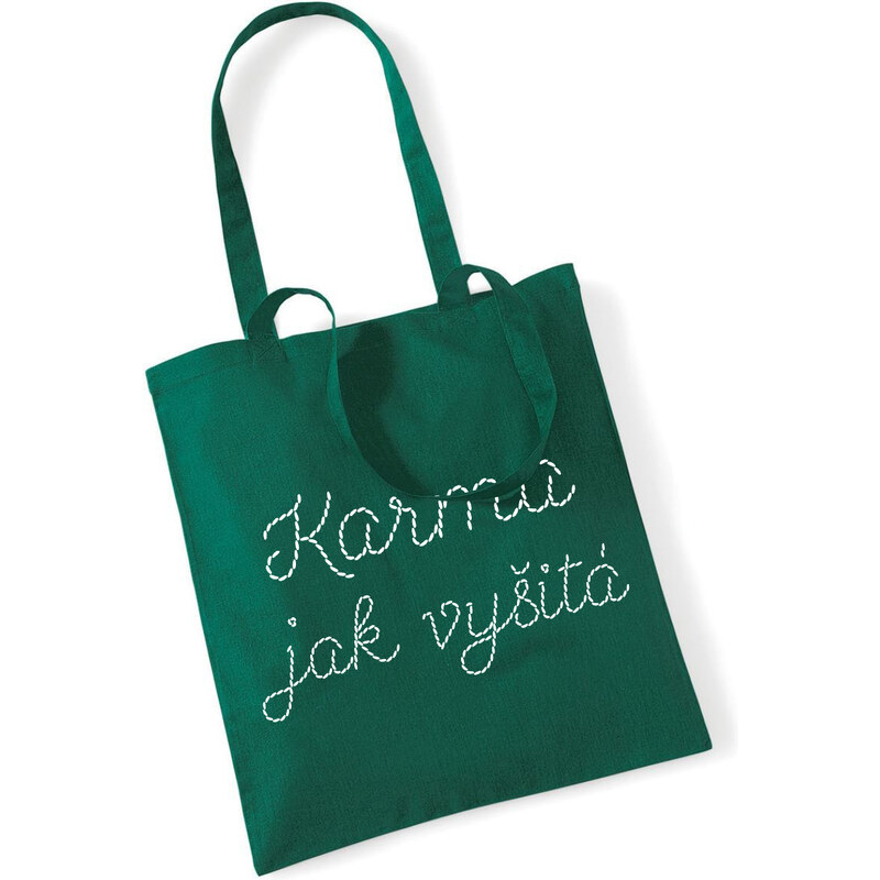 Klokart Design Hero - látková taška Karma jak vyšitá - Univerzální / Unisex / Tmavě zelená