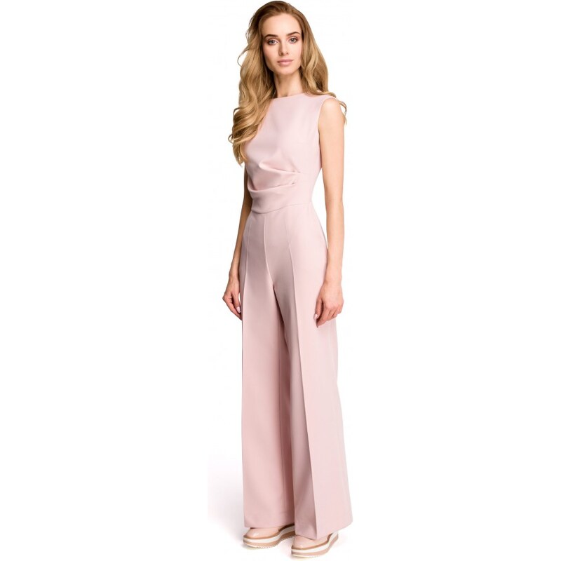 STYLOVE S115 Overal se širokými nohavicemi - pudrový 60509615