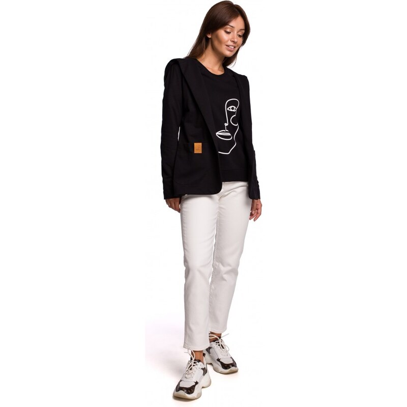 BeWear B180 Blejzr s kapucí z bavlněného úpletu - černý 60509959