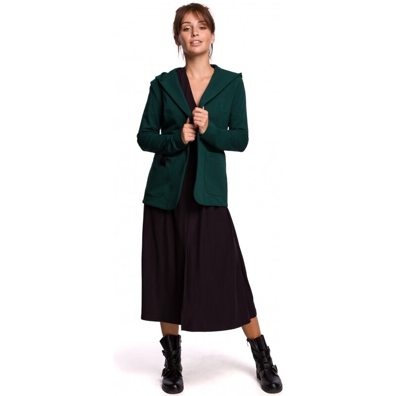 BeWear B180 Blejzr s kapucí z bavlněného úpletu - tmavě zelený 60509962