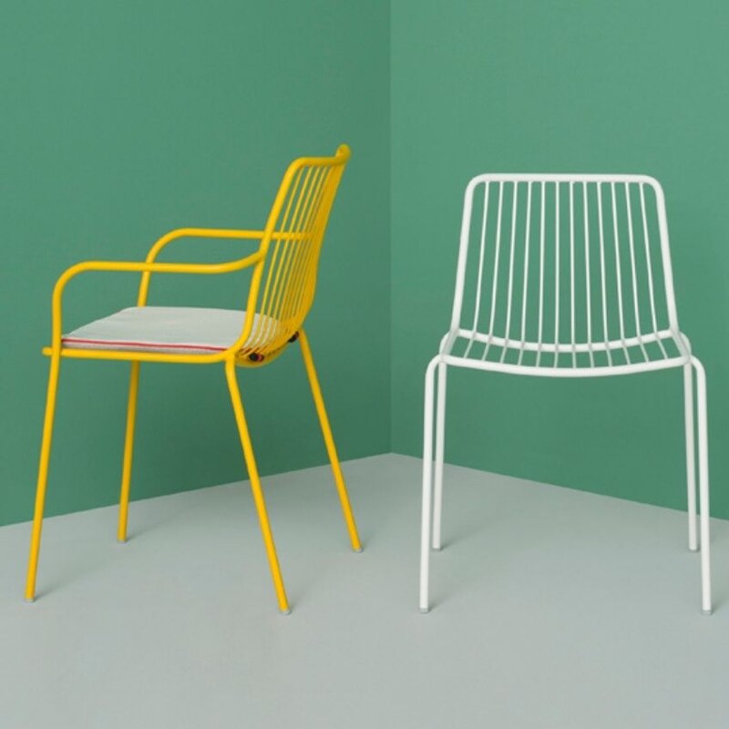 Pedrali Žlutá kovová zahradní židle Nolita 3656 s područkami