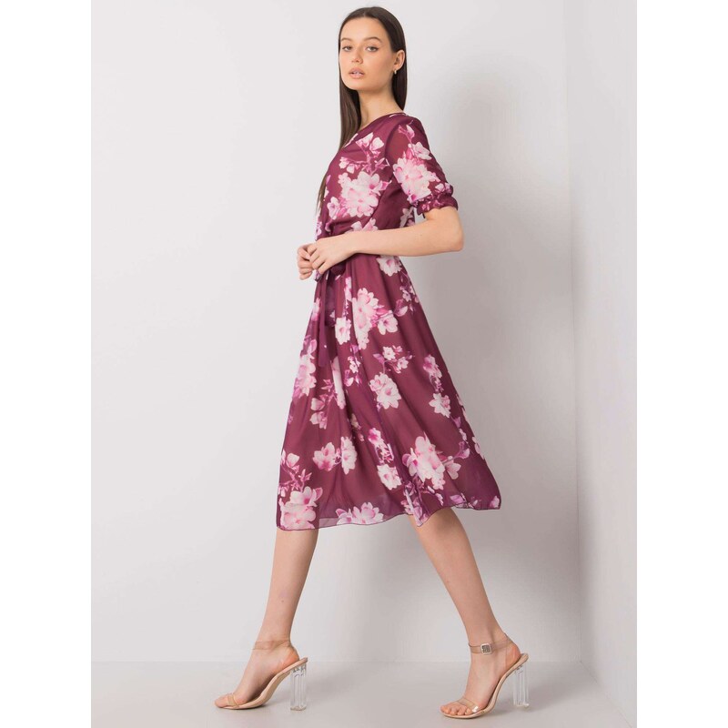 Fashionhunters Audette fialové květinové šaty