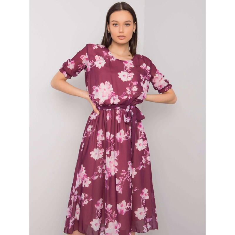Fashionhunters Audette fialové květinové šaty