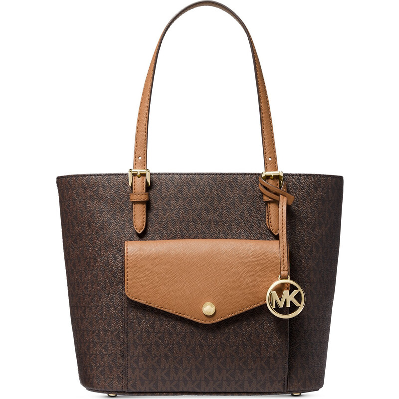 Michael Kors Jet Set Signature Medium Pocket Tote Brown