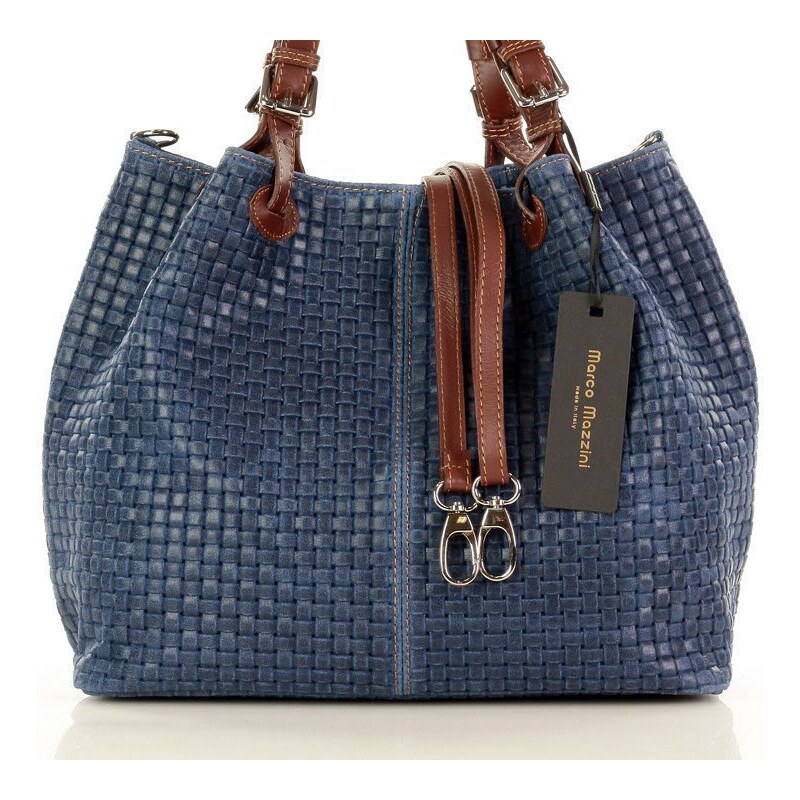Italská kožená taška Kabelky od Hraběnky GIULIA; modrá