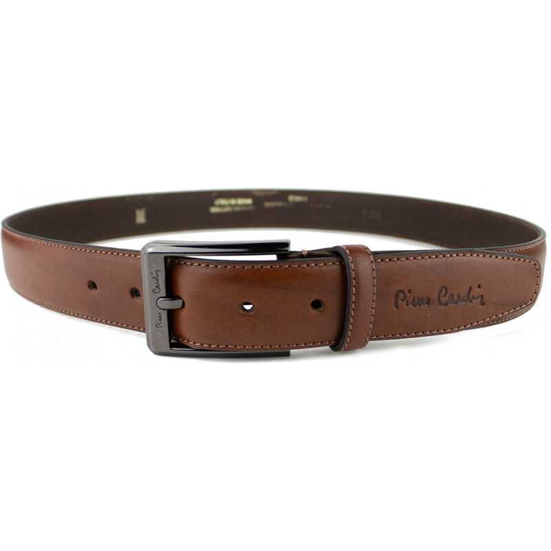 PIERRE CARDIN Pánský kožený pásek PC 8028 Hnědá 105 cm