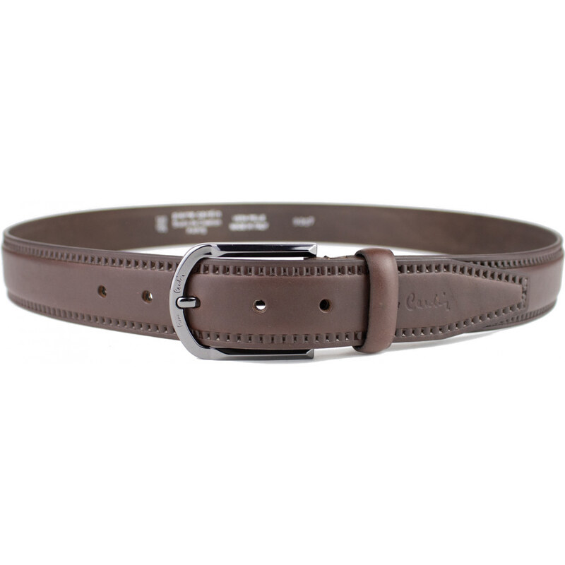 PIERRE CARDIN Pánský kožený pásek PC 9007 Tmavě hnědá 105 cm
