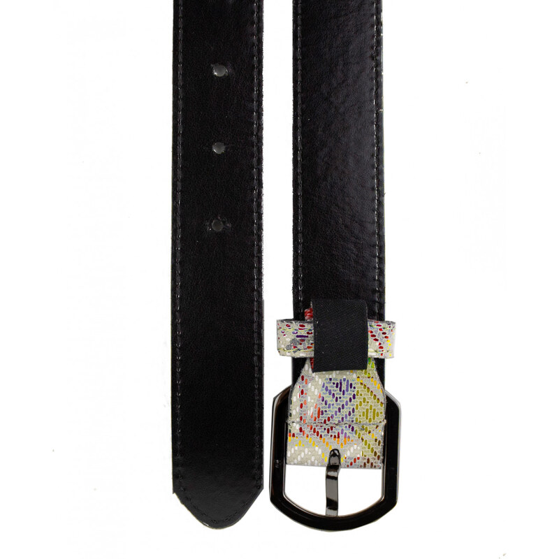 PIERRE CARDIN Dámský kožený pásek PCMT 8018/30 Různobarevná - zeleno/žlutá 95 cm
