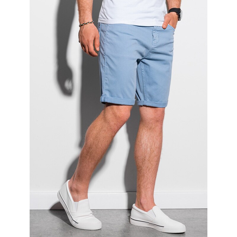 Ombre Clothing Pánské šortky CHINO - světle modré V15 OM-SRDS-0103