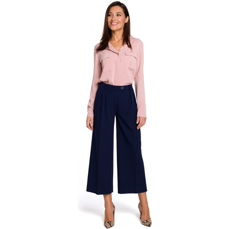 STYLOVE S139 Dámské kalhoty Cullotes - tmavě modré 77236471