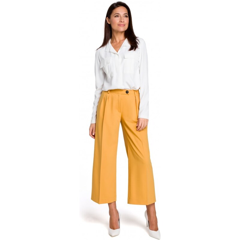 STYLOVE S139 Dámské kalhoty Cullotes - žluté 77236472